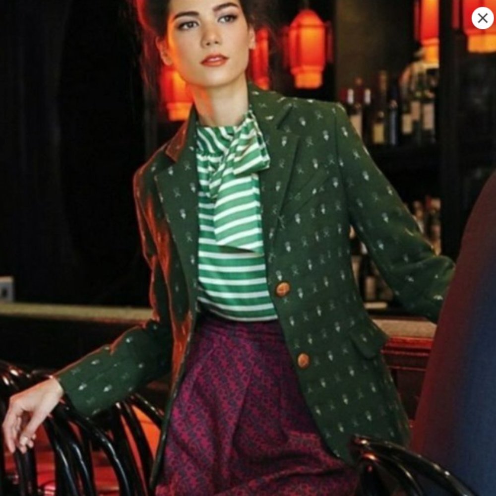 ANTHROPOLOGIE Madchen Hunter Green Blazer, Size L